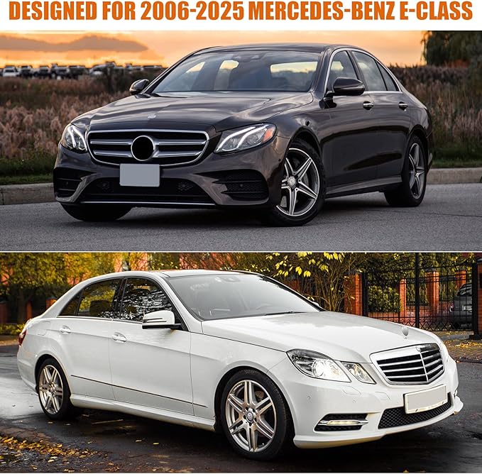 Waterproof Car Covers Replace for 2006-2025 Mercedes Benz E-Class E300 E350 E400 E450, 6 Layers Silver All Weather Car Cover with Zipper Door & Windproof Bands for Snow Rain Dust Protection
