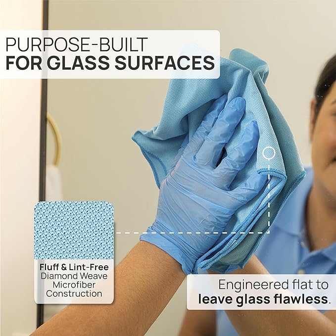 Claro 2 Step Glass Cleaning Cloth 8-Pack – Green Wet & Blue Dry Microfiber Towels Cleaning for Windows, Mirrors & Glass - Streak and Lint Free Cloth for Home, TV, Shower - Machine Washable