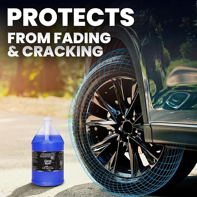 LANE'S Super Blue Tire Dressing Spray | High-Gloss Car Tire Shine Spray | No Sling, No Run, Long Lasting | Protects from Cracks & UV Rays | Non-Greasy Automotive Dressing & Cleaner | 1 Gallon, 2 Pack