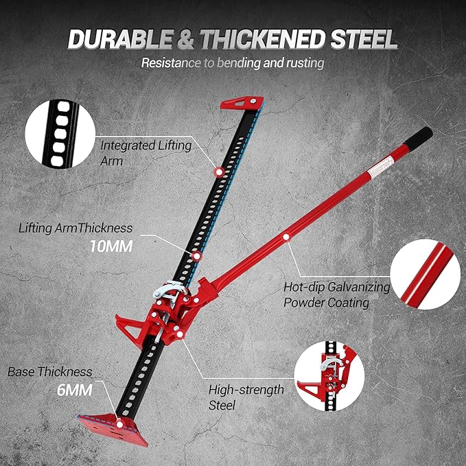 GarveeTech 48" Farm Jack, 3 Ton Capacity Ratcheting Off Road, Utility Heavy-Duty F-arm J-ack for Tractor, Truck, SUV, Lift Height 5.12-41.14 inches
