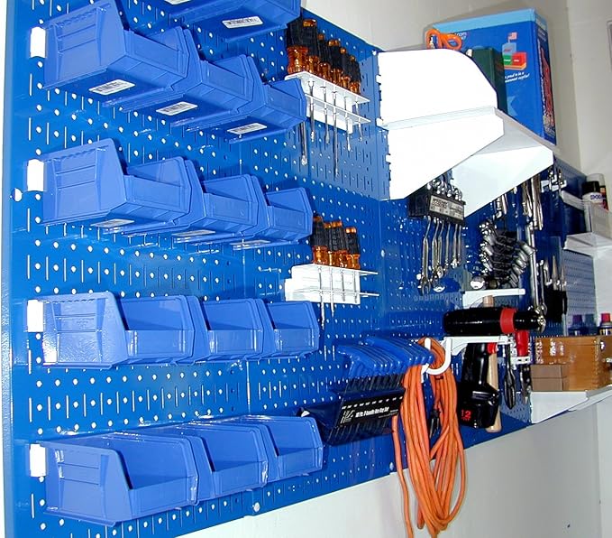 Wall Control Pegboard 32in x 16in Blue Metal Pegboard Tool Board Panel