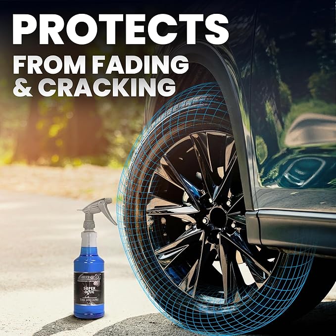 LANE'S Super Blue Tire Dressing Spray | High-Gloss Car Tire Shine Spray | No Sling, No Run, Long Lasting | Protects from Cracks & UV Rays | Non-Greasy Automotive Dressing & Cleaner | 32oz, 2 Pack