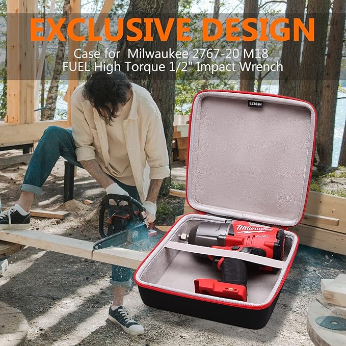 LTGEM Case Compatible with Milwaukee 2767-20/2962-20/2960-20 M18 FUEL High Torque 1/2" Impact Wrench, Case Only