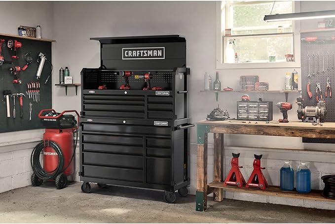 CRAFTSMAN S2000 52" Tool Chest, 10-Drawer Rolling Tool Storage Cabinet with Tray and Holder, Black (CMST352102BK)