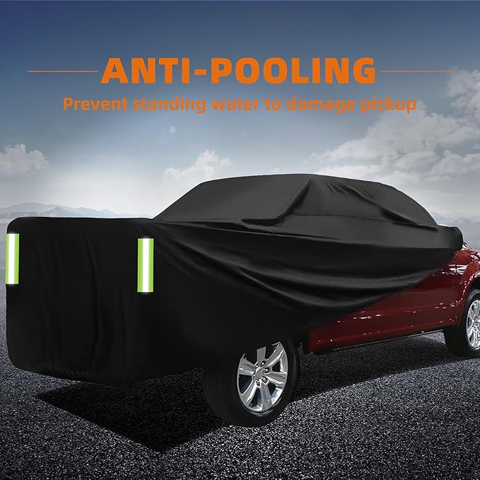 Truck Cover Waterproof All Weather - Heavy Duty Outdoor Full Pickup Cover Rain Sun UV Protection - Universal Fit for Ford F150, Dodge Ram 1500, Chevy Silverado Length Up to 230 inch