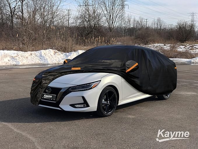 Kayme 7 Layers Car Cover Custom Fit for Nissan Sentra (2000-2025) Waterproof All Weather for Automobiles, Outdoor Full Cover Rain Sun UV Protection.
