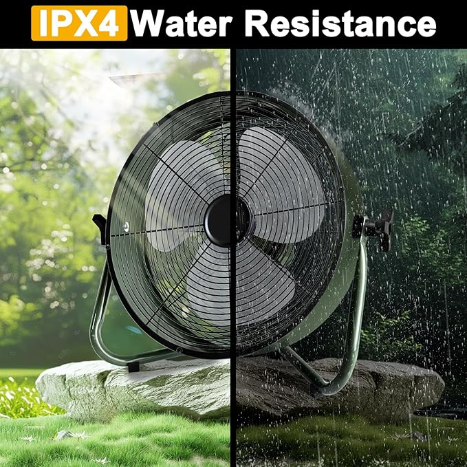 Rechargeable Battery Operated Drum Fan, Portable Outdoor Hurricane Emergency 7-47H Large Battery 12" Floor Fan Hi-Velocity Low Noise Cordless, Watching Event Camping Travel Indoor Home Patio