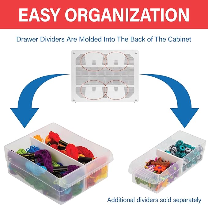 Akro-Mils 64-Drawer Plastic Drawer Storage Cabinet for Garage Organization, Bead Organizer, Building Bricks Storage, Teacher Toolbox, Makeup Organizer, 20" W x 6" D x 16" H, 10164 Red
