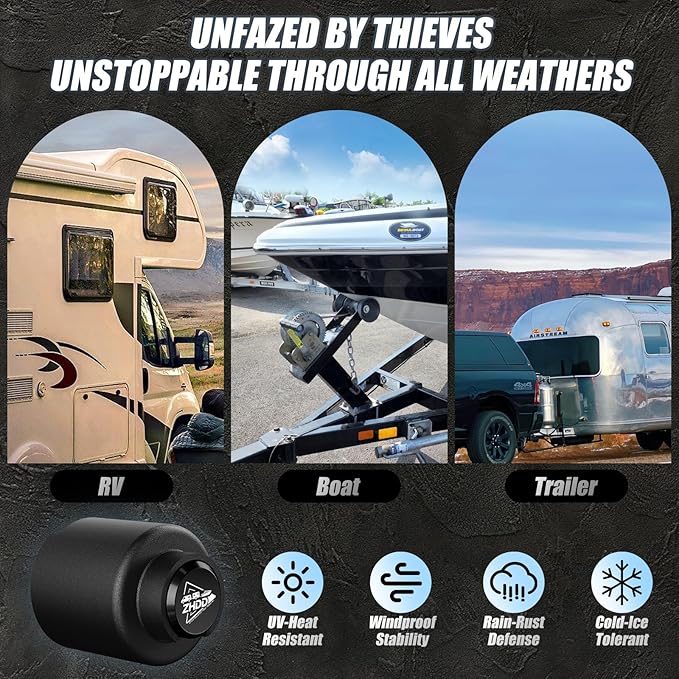 Trailer Hitch Lock for 2-5/16 Inch Coupler with Safety Chain Lock, Heavy Duty Anti-Theft Trailer Tongue Coupler Lock for RV, Boat, Dump & Cargo Trailers (Black)