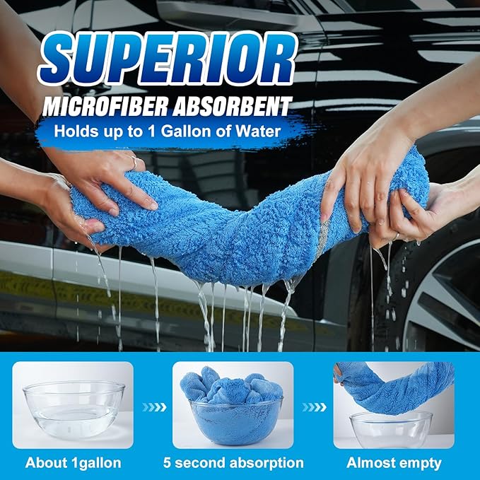 TTRCB 2 Pack Car Drying Towels, 48" x 24" Extra Large Microfiber Towels for Cars, 1400 GSM Ultra-Absorbent, Streak Free, Premium Double Twisted-Loop Drying Towels Car Detailing for SUV, RV, Truck