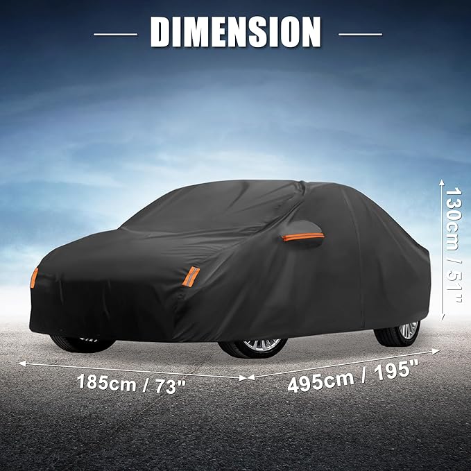 X AUTOHAUX Car Cover for Toyota Camry 2007-2022 Aluminum Film Outdoor Waterproof Sun Rain Snow Hail Protection with Driver Door Zipper