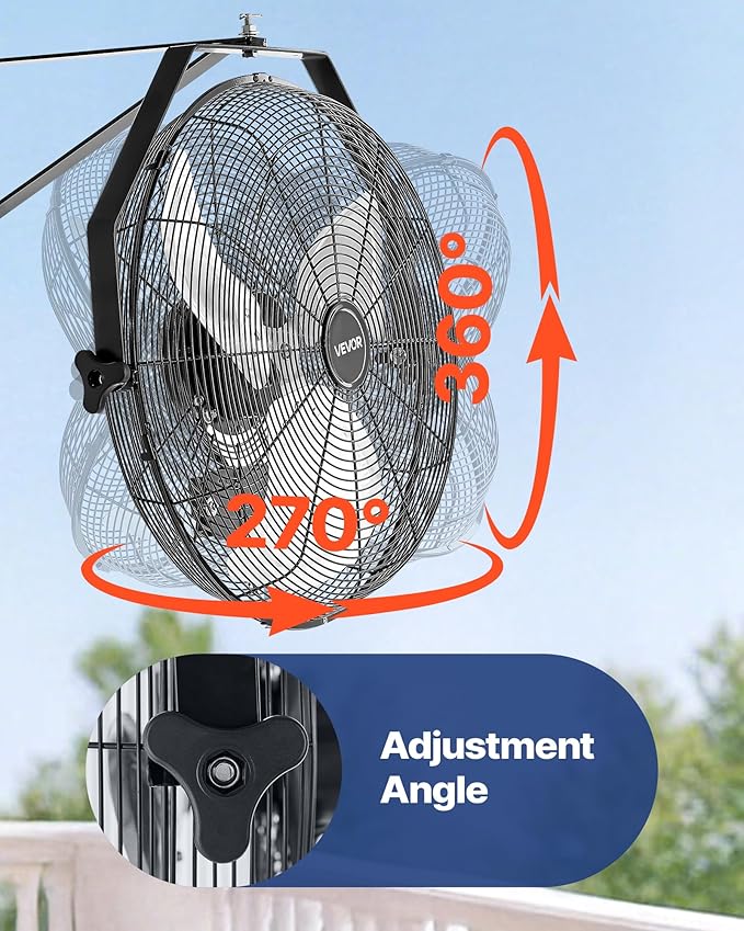 VEVOR 18 Inch Industrial Wall Mount Fan, High Velocity 4000 CFM with 3 Speeds, Powerful Motor Garage Wall Fan with Aluminum Blades for Workshop, Warehouse, Greenhouse, Commercial