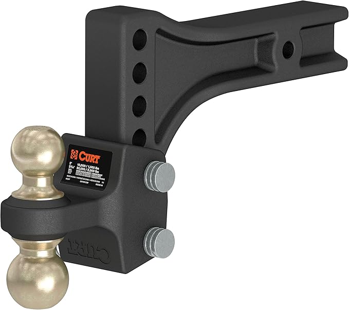 CURT 45937 HD Adjustable Hitch Ball Mount with Dual Ball, 2-1/2" Shank, Up to 20,000 lbs