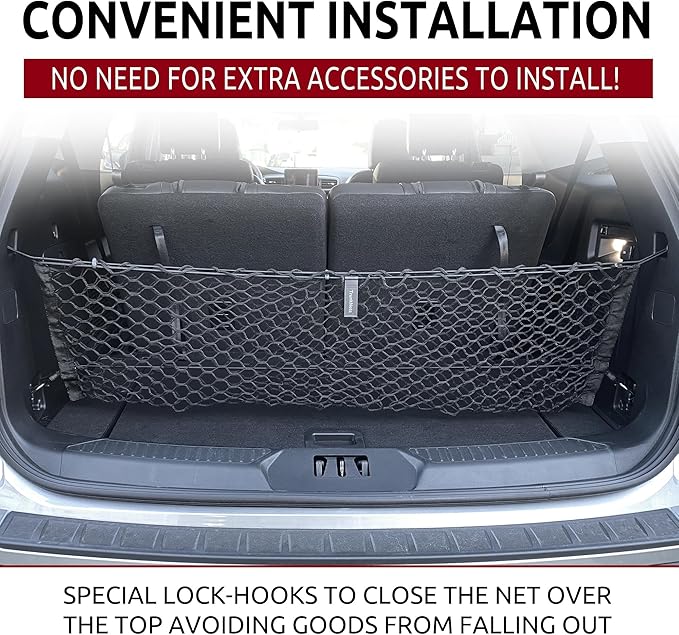 Envelope Style Trunk Mesh Cargo Net for Ford Explorer Base ST XLT 2020-2024 - Car Accessories - Premium Trunk Organizers and Storage - Cargo Net for SUV - Vehicle Carrier Organizer for Ford Explorer