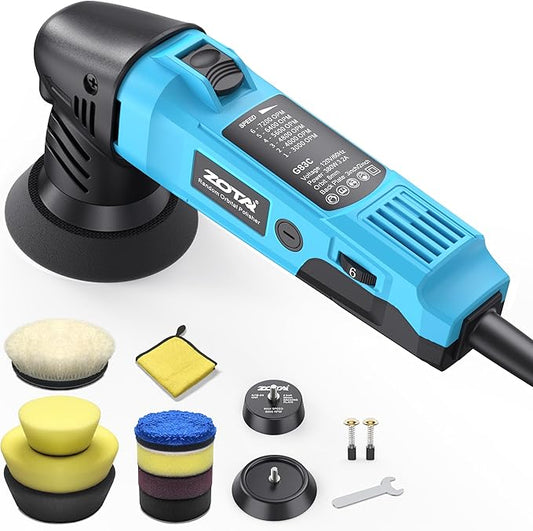 ZOTA 3 inch Polisher, 2" Mini Buffer with 8mm Random Dual Action Polisher,13.1ft(4m) Extended Power Cord for Quiet & Smooth Small Buffer Polisher.