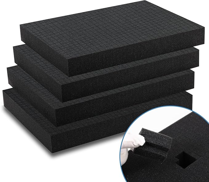Coengwui Pick and Pluck Foam Inserts, Pre-cubed Pick Apart Sheets for Crafts Toolbox Game Box Camera Cases Drawer Storage (4Pcs 16 x 12 x 2 Inch)