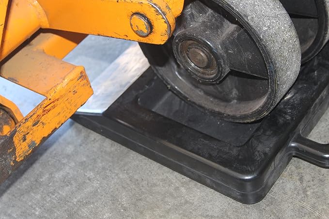 Pallet Jack Wheel Chock - Stop Rolling in Trailer or Truck - Rubber Heavy Duty Stopper with Base - Black