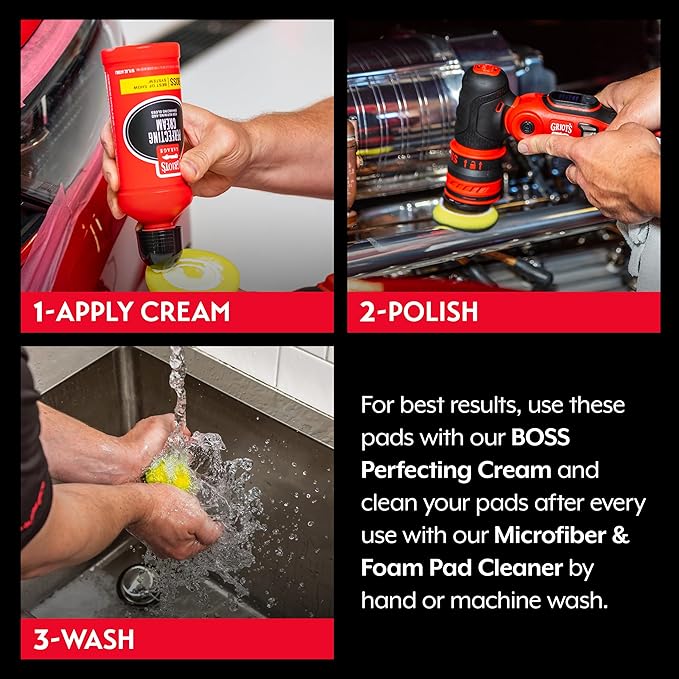 Griot's Garage 2” Perfecting Foam Pads for Car Polishing and Detailing, Buffing Pads for Paint Correction, Polishing, and Waxing, Yellow, Set of 4