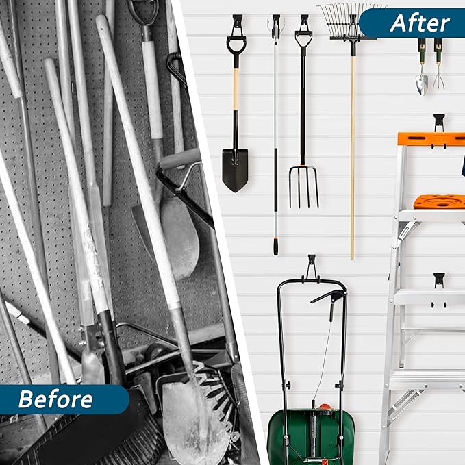 klasit Slatwall Hooks Black 20Pack Firmly and Durable Slatwall Accessories,Perfect for Organizing Garden Tools and Heavy Duty Tools and Garage Hooks Organize Your Space Efficiently