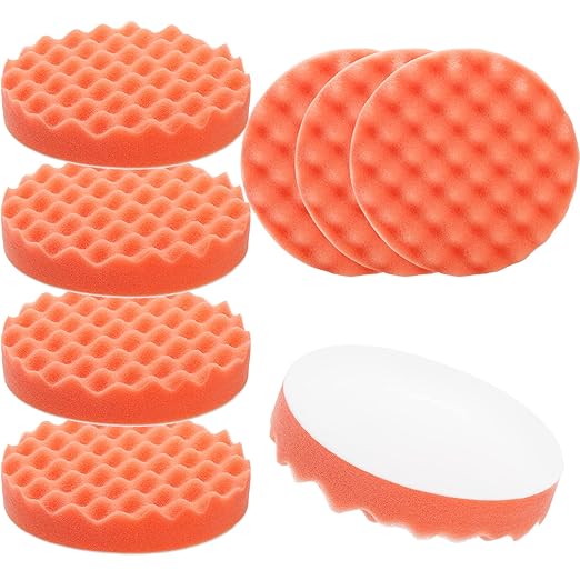 Fasmov 8 Pack 6" Buffing Polishing Pads Waffle Buffing Pads, Orange Microfiber Buffing Pads Cutting Polishing Pad, Foam Polish Pad for Car Buffer Polisher Compounding, Polishing and Waxing