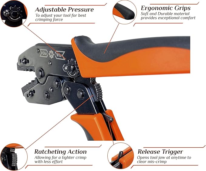 RF Coax Ratchet Crimp Tool RG58 RG59 RG62 RG174 Fiber Optic .043" .068" .100" .137" .213" .255" G-H3G