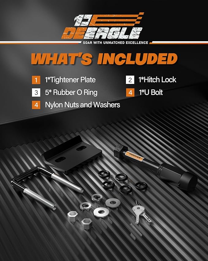 DEEAGLE Trailer Lock Set and Anti Rattle Hitch Pin Kit (2 inch)