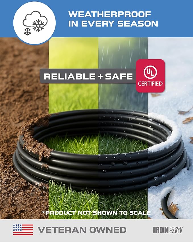 Iron Forge Cable 2 Pack 10 Ft Black Extension Cord, 16/3, 10 Foot Extension Cord, 3 Prong, Weatherproof - Great for Outside Use