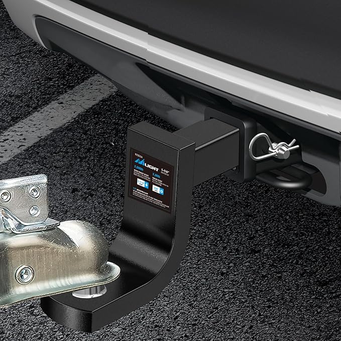 Nilight Trailer Hitch Ball Mount with 1/2" Hitch Pin Clip Fits 1-1/4 Inch Receiver Square 2000 lbs 3-1/4"Drop, 2-5/8" Rise, 3/4" Hole, Gloss Black Powder Coat