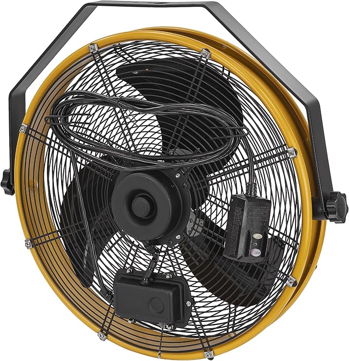 Caterpillar® fan (HVOD-18S-NG) 18"-Blade Indoor/Outdoor IPX4 Weatherproof High-Velocity Wall Mounted Shroud Fan, 4,000 CFM, 3-Speed - For Industrial, Commercial, & Residential Use, cETL Certified