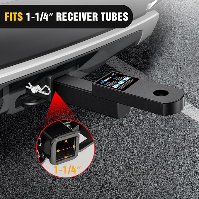 Nilight Trailer Hitch Mount Fits 1-1/4" Receiver Tubes 3500 lbs 3/4-Inch Hole 1-1/4" Drop 3/4" Rise Not Include Hitch pin