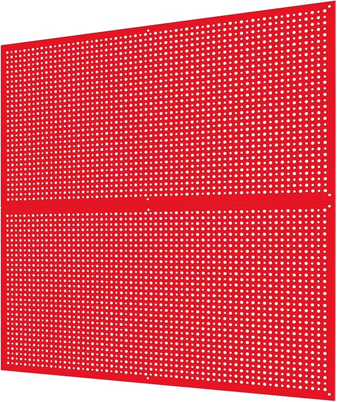 Metal Pegboard for Garage Storage,Steel Pegboard Heavy Duty 16-Inch X 32-Inch Metal Peg Board Tool Organization Panels (Red, 2 Pack)