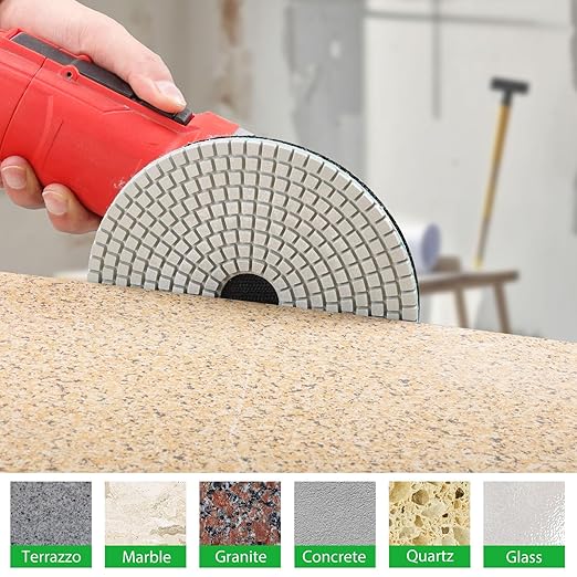 8PCS Diamond Polishing Pads 6 Inch, Wet/Dry Concrete Polish Tools Kit for Drill, Grinder, Polisher, 50-3000 Grit Polishing Set for Marble Granite Quartz Stone