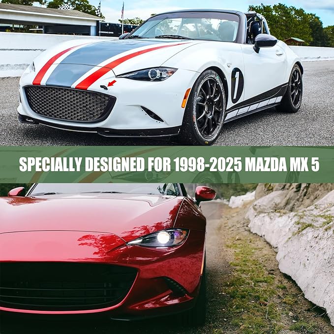 Waterproof Car Covers Replace for 1998-2025 Mazda Miata/MX-5, Multilayer Heavy Duty with Cotton Liner All Weather Car Cover with Zipper Door, Windproof Bands for Snow Rain Dust Protection