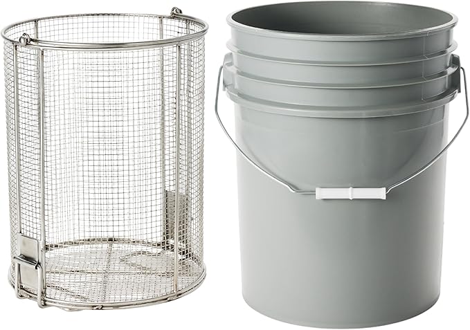 Dip N’ Drain – Stainless Steel Part Cleaning Strainer Basket for 5-Gallon Buckets (Bucket Included) | 1/4″ Mesh, Swing Handle, Perfect for Mechanics, Auto Parts, Garage, Shop & Home Workshop Cleaning