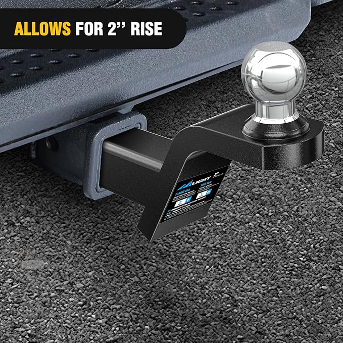 Nilight Fusion Trailer Hitch Mount w/Welded 2 Inch Trailer Ball & Hitch Pin, Fits 2 Inch Receiver, 7500 lbs 2" Rise