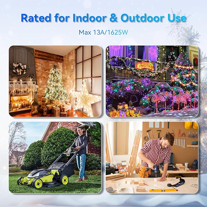K KASONIC - 31FT Christmas Lights Outdoor Extension Cord with Mutil Outlets, ETL Listed Heavy Duty Electrical Cord with Protective Covers, Weatherproof Extension Cord for Outside, 16AWG/1625W, Green