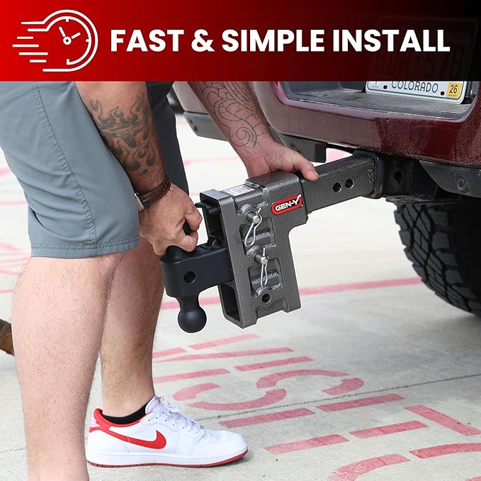 GEN-Y Hitch Tow Hitch for 2.5" Receiver - 6" Drop/Rise with 3 Adjustable Positions, Includes Dual Ball Mount, Pintle Lock and Locking Pins, 21,000 lbs Towing Capacity, 3,000 lbs Tongue Weight, Silver