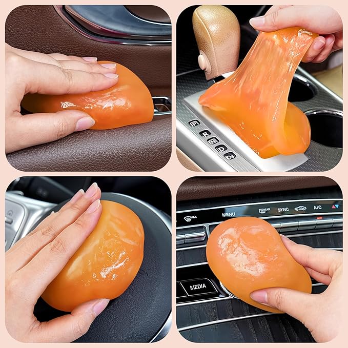 Car Cleaning Gel Car Cleaning Putty Car Putty Car Interior Cleaner Car Slime Car Detailing Kit Car Accessories Gifts for Men Women Stocking Stuffers Orange