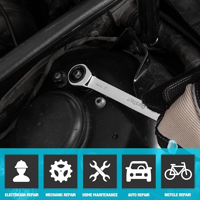 DURATECH 12mm Ratcheting Combination Wrench, Metric, 72-Tooth, 12-Point, CR-V Constructed with Mirror Polish