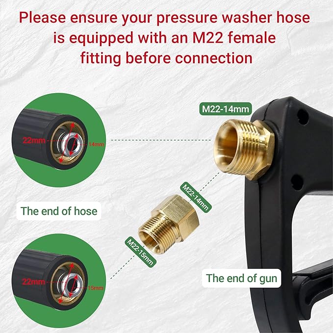 Foam Cannon Dual Connector, Pressure Washer Gun with Soap Cannon, 1/4 Inch Dual Quick Connector, with 7 Nozzle Tips, Container Capacity: 1 Liter