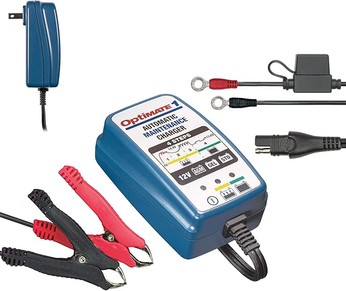 Tecmate Optimate 1 Global, TM-401, 4-Step 12V 0.6A Battery Charger-maintainer