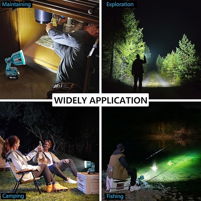 Taingwei LED Flashlight for Makita 18v LXT Battery, 18W LED Work Light,LED Battery Light, Flood Light for Camping, Car Repairing, Emergency and Job Site Lighting（Batteries Not Included）