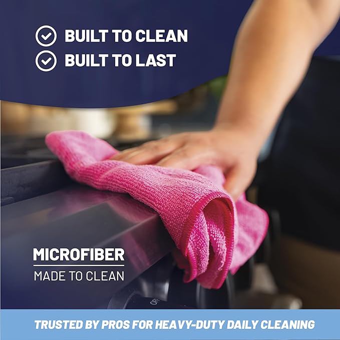 Microfiber Wholesale MW Pro 16x16 Commercial Cleaning Rags - Professional Janitorial Supplies for Dusting, Office & Heavy Duty Cleaning - Multi-Surface Dusters (Yellow, 12-Pack)