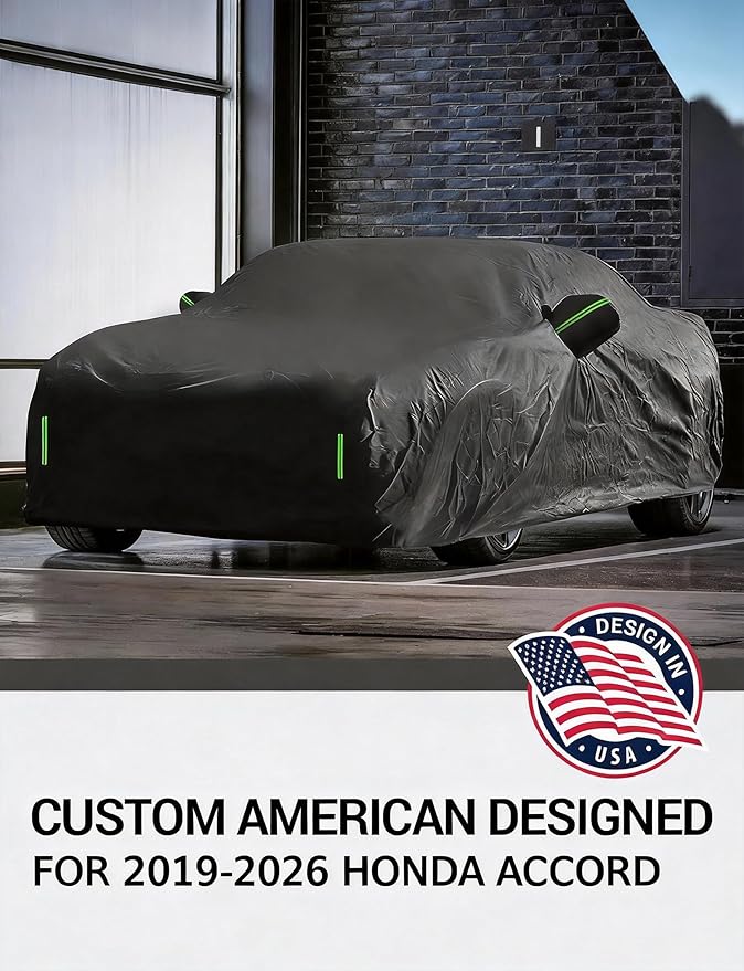 Proadsy 2026 Upgrade Car Cover for Honda Accord 2019-2025 2026, Waterproof All Weather for Automobiles, Windproof Snowproof Rain Hail Sun UV Protection Full Outdoor Indoor Exterior Car Covers, Black