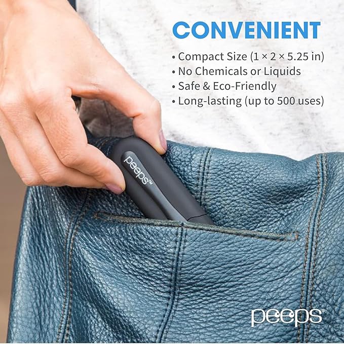 CarbonKlean Peeps Eyeglass Lens Cleaner - Efficient and Durable Carbon Microfiber Technology - Exclusively Used by NASA - 500 Uses (Injected Blue)