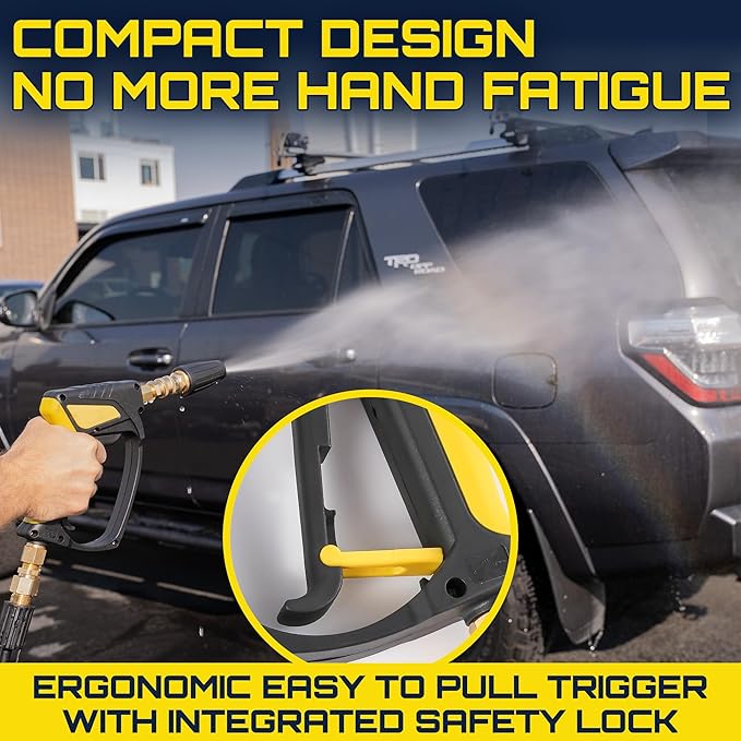 Foam King Short Pressure Washer Gun Handle, Snub Nose Power Washer with Swivel, 3/8" NPT Male & 1/4" Quick Connect, Foam Cannon Attachment for Car Wash, The Snubster for Easy Cleaning