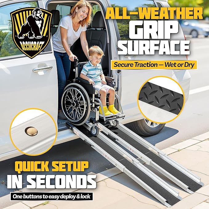 6FT Portable Wheelchair Ramp, Adjustable Aluminum ramps for wheelchairs for Home, 1200LB Capacity, 2X Thickened Sidewall, Wheelchair Ramp for Home, Stairs, Steps (2 Pack)