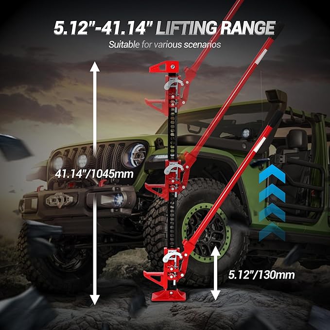 GarveeTech 48" Farm Jack, 3 Ton Capacity Ratcheting Off Road, Utility Heavy-Duty F-arm J-ack for Tractor, Truck, SUV, Lift Height 5.12-41.14 inches