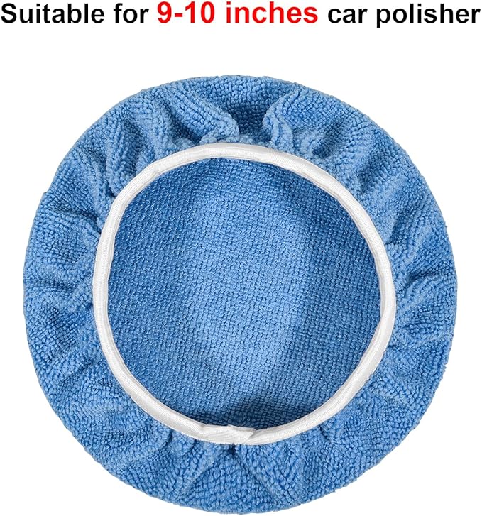 8Pcs Car Polisher Pad Bonnet (9 to 10 Inches), Soft Microfiber Polishing Bonnet Buffing Pad Cover, Car Waxing Bonnet Waxer Pads