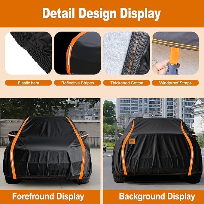 Hatchback Car Cover Waterproof All Weather for Automobiles Compatible with Volkswagen, Ford, Renault Fit UV Protection Sun All Weather Outdoor Fit Compact Cars for Hatchback 163 ’’